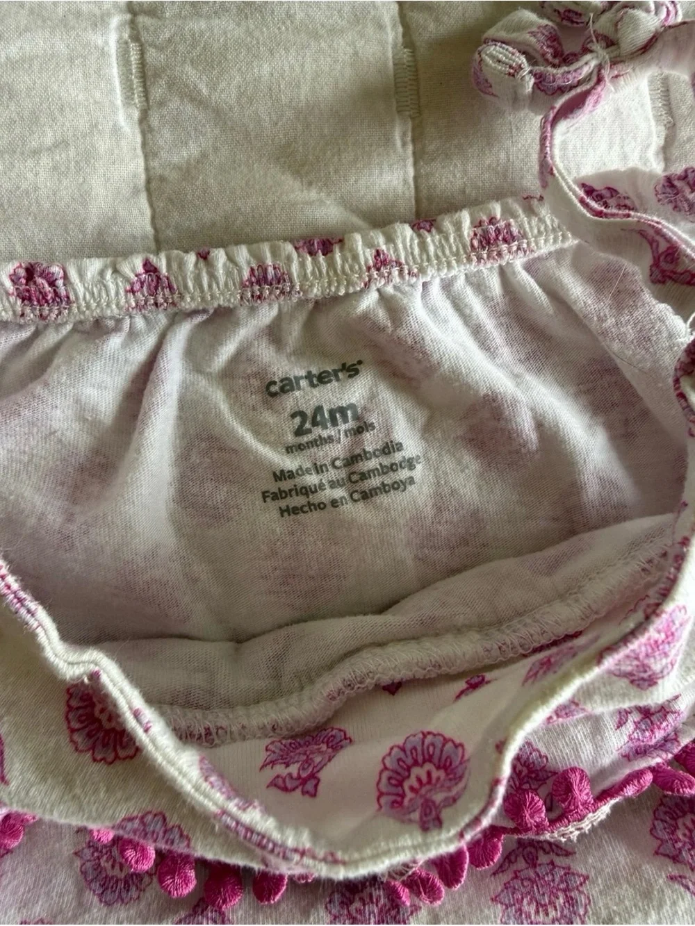 Carter’s Baby Girls Floral Ruffle Romper Pink White 24M